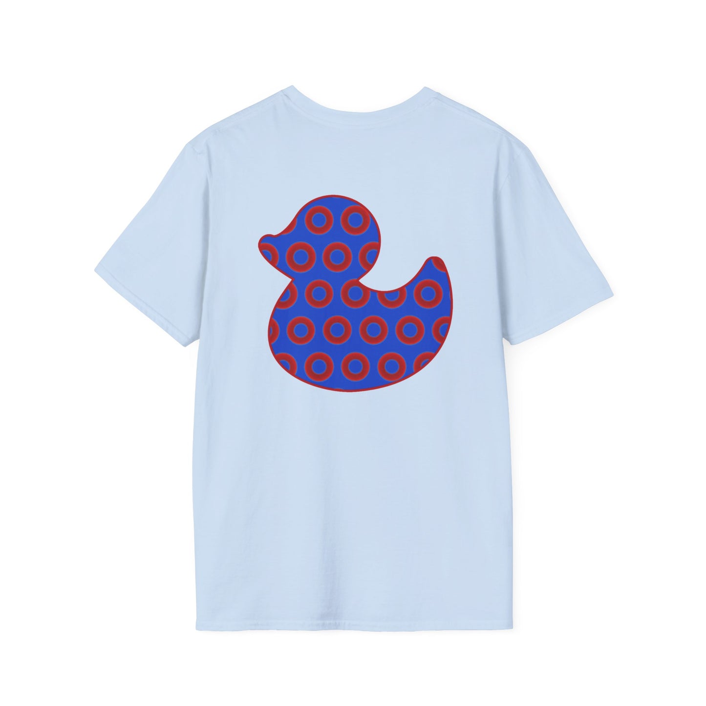 Classic Donut Tee - Unisex Soft-Style - "Rubber Ducky Bath Time Donut" - vivid red/blue donut pattern - variant 3