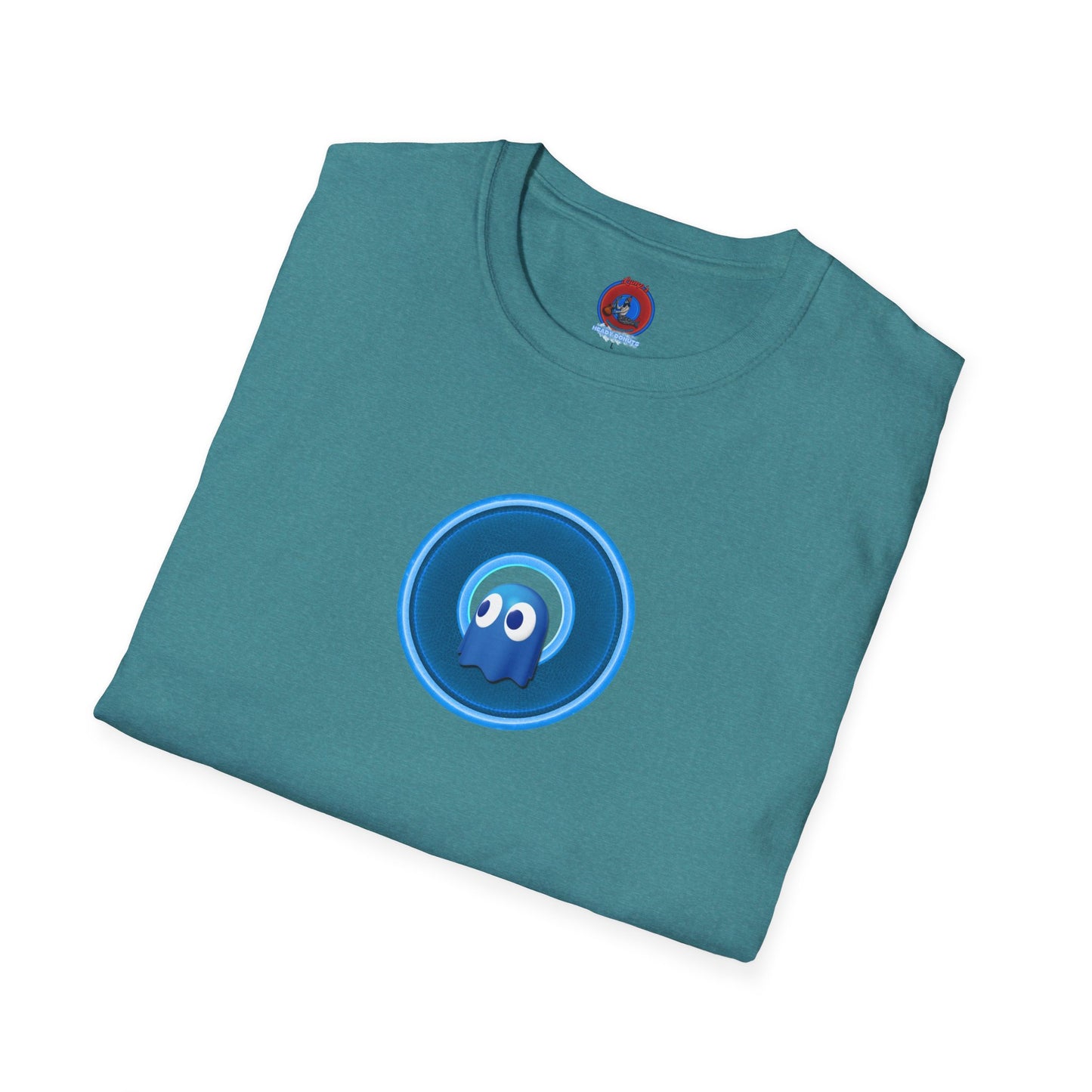 Classic Donut Tee - Unisex Soft-Style - "The Story of the Donut - a Ghostly Good Time" - variant 2 - blue/light blue rustic donut