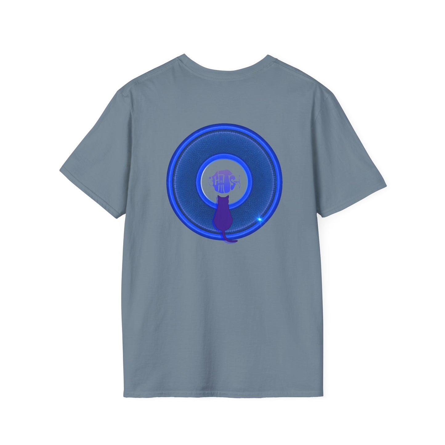Classic Donut Tee - Unisex Soft-Style - "Cats: The Donut" - rustic blue/blue donut - variant 1