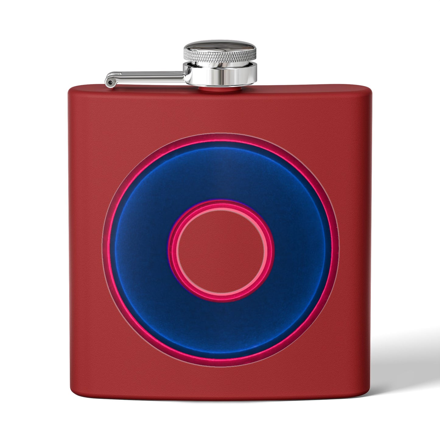 Lump's Donut Flask 6 oz - Vivid dark blue/red donut - [*w/your choice of 6 backgrounds]