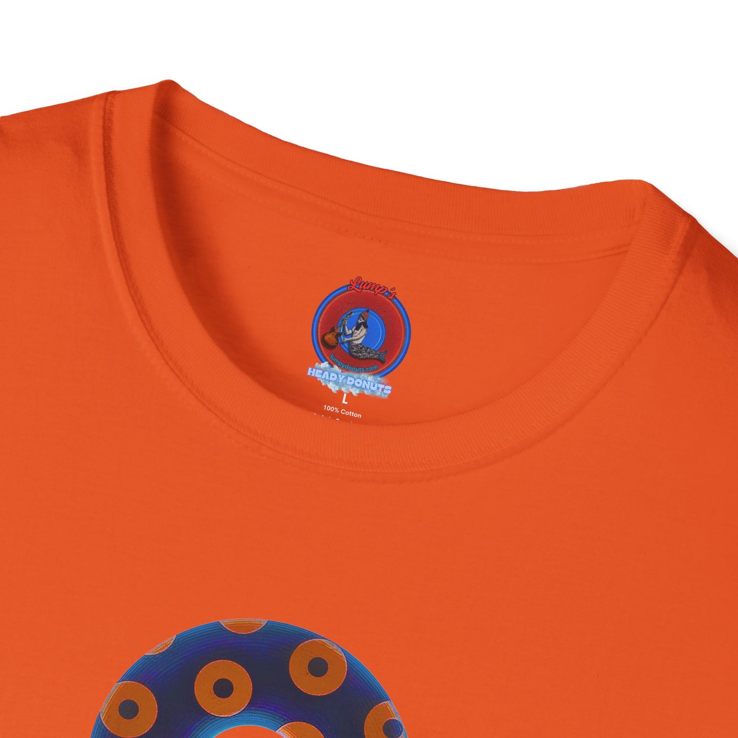 Plain Donuts/Unisex Soft-Style - "Plain Blimpy Paradoxical Donuts" - dark royal blue/orange donuts