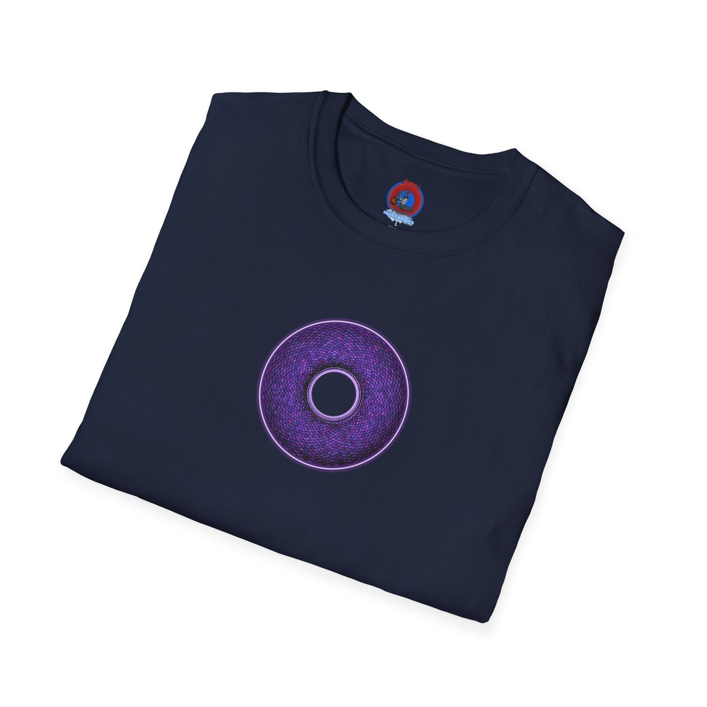 Classic Donut Tee - Unisex Soft-Style - "Plain Pixilated Donut' - purple/light purple pixilated afterglow donut
