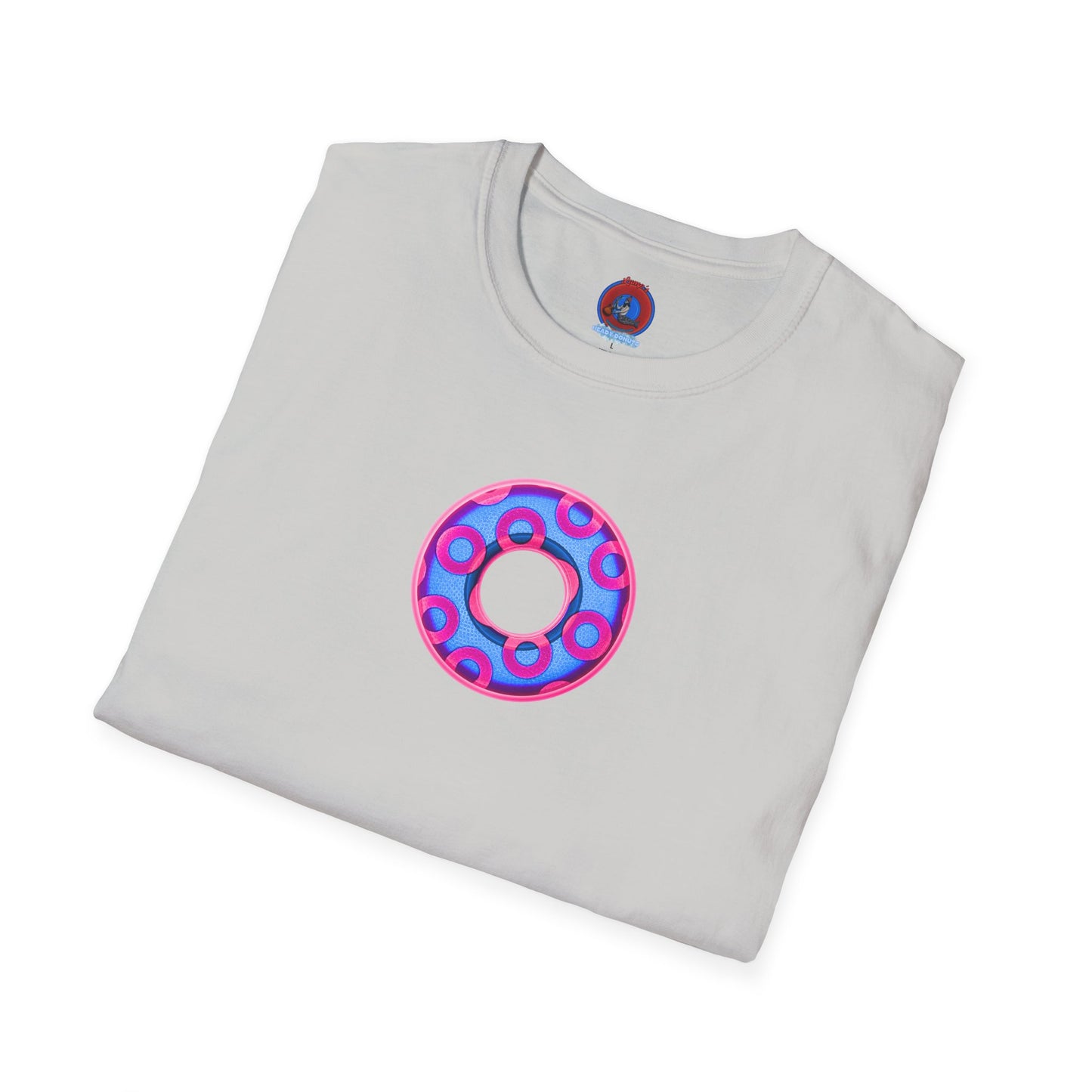 Plain Donuts/Unisex Soft-Style - "Plain Rustic Paradoxical Donuts" - light blue/magenta donuts