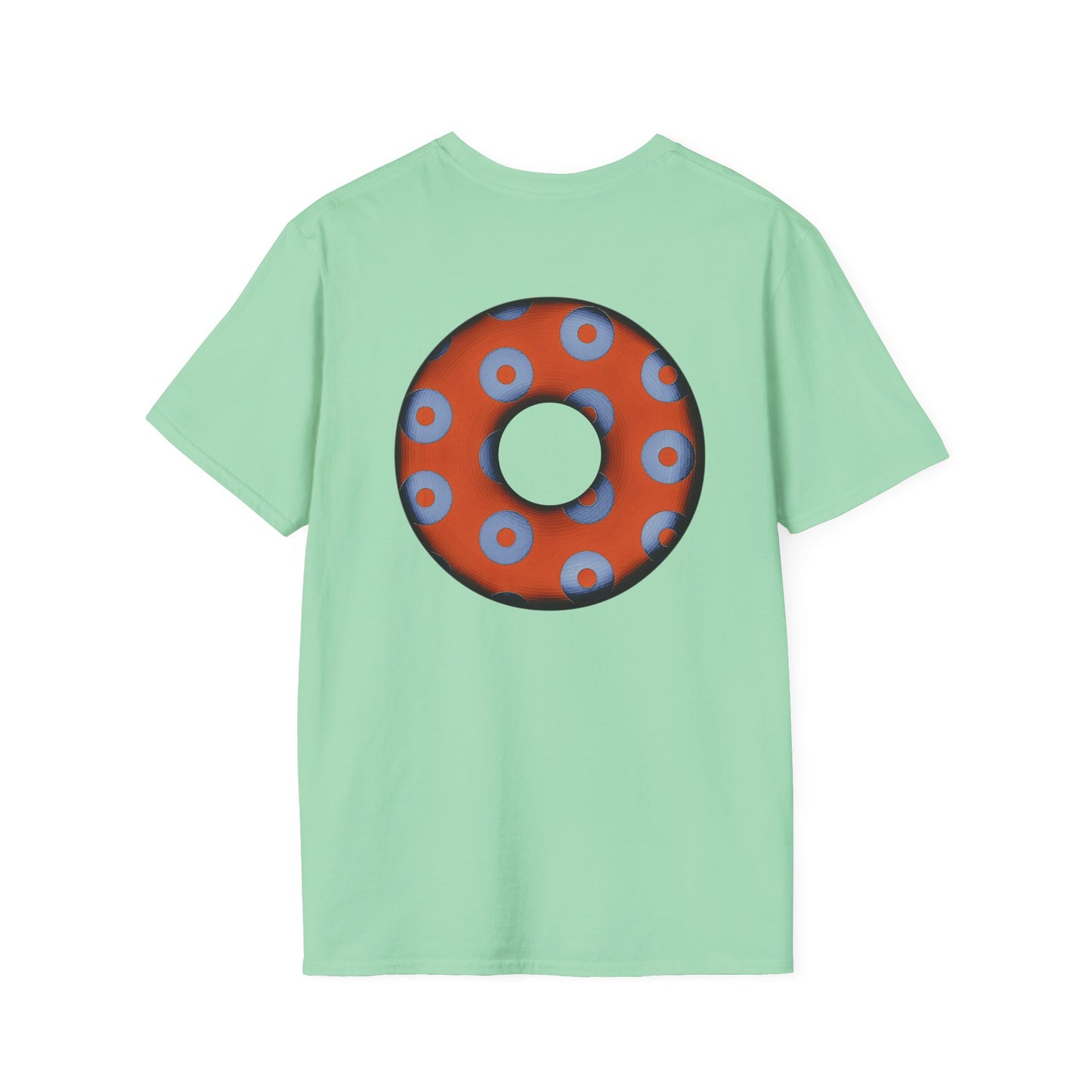 Plain Donuts/Unisex Soft-Style - "Plain Blimpy Paradoxical Donuts" - light blue/orange donuts