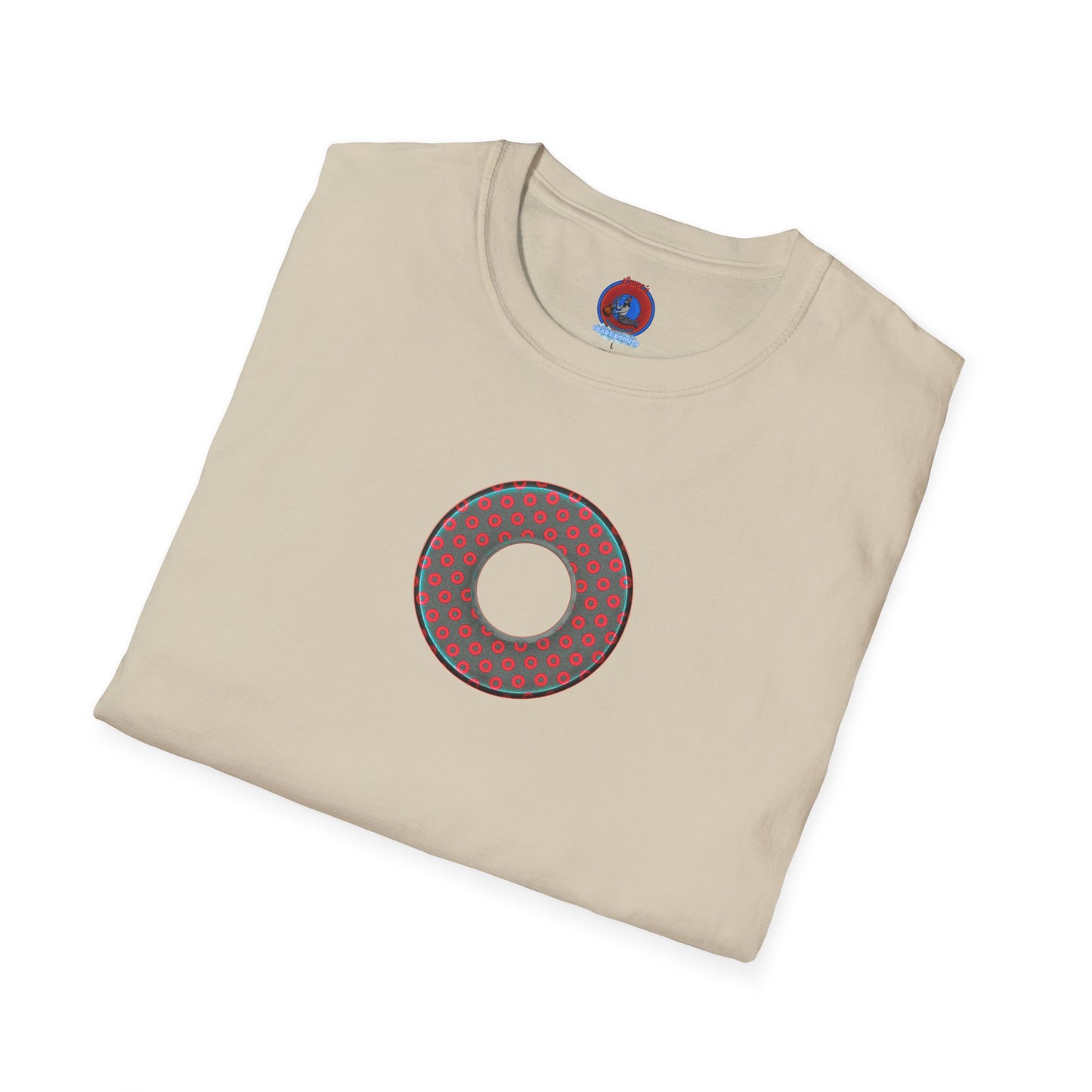Plain Donuts/Unisex Soft-Style - "Plain Electric Paradoxical Donuts" - dark teal/red donuts