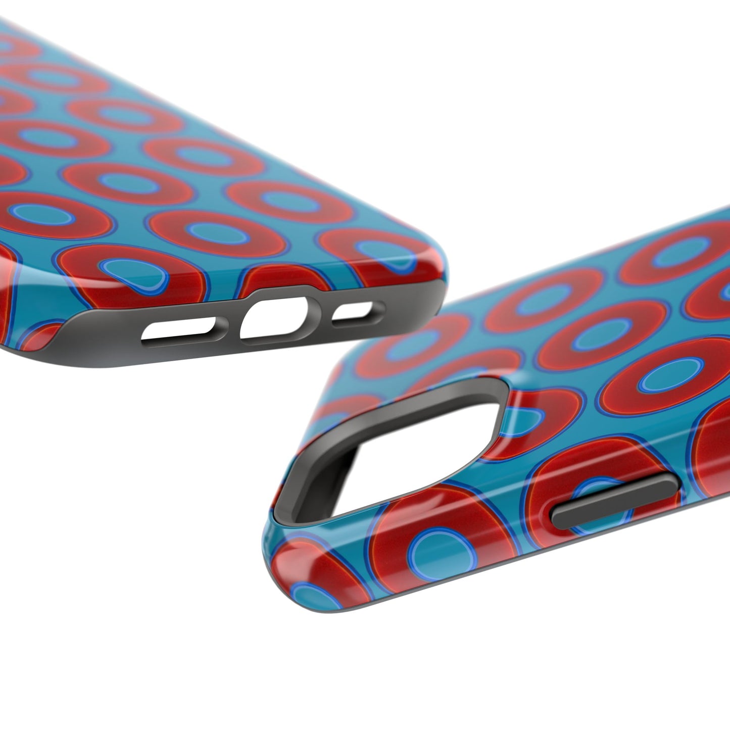Magnetic Tough Donut Case - red vivid donut print w/aquamarine blue background