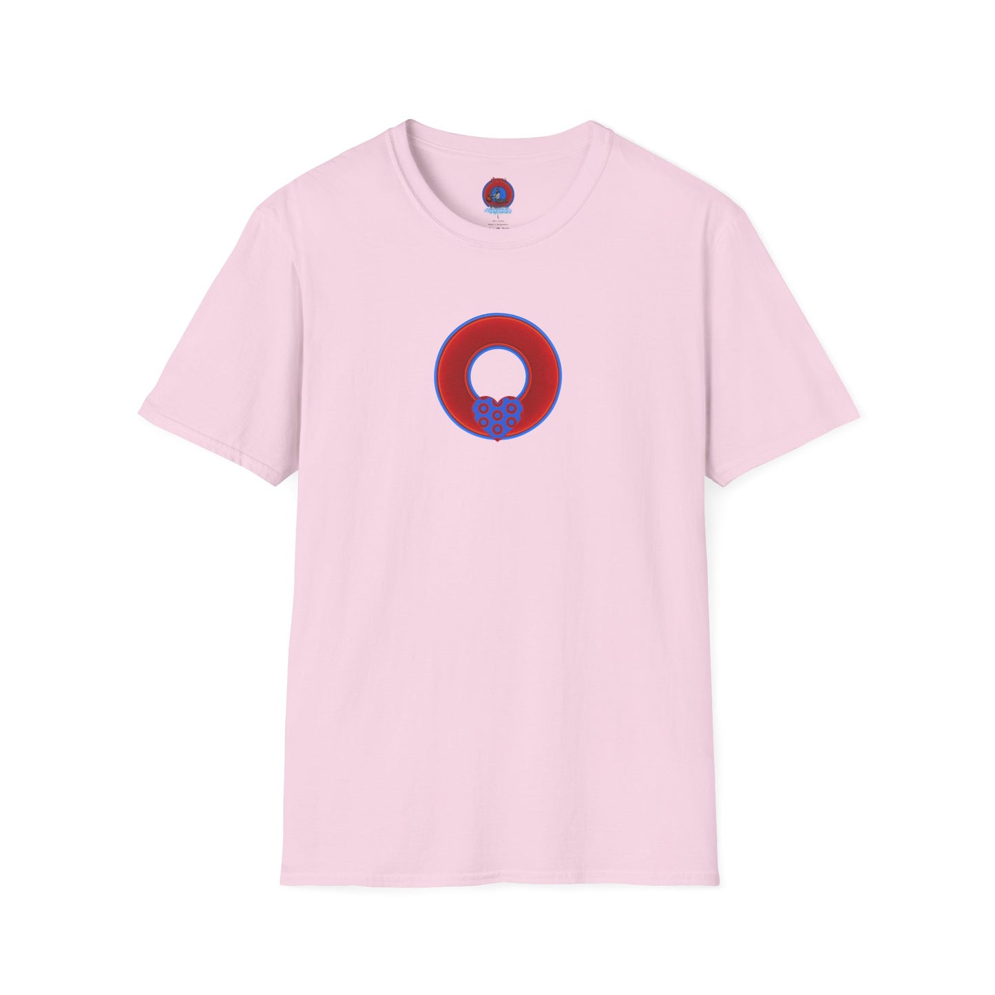 Classic Donut Tee - Unisex Soft-Style - "Ocean Donuts of Love" - vivid red donut - variant 1