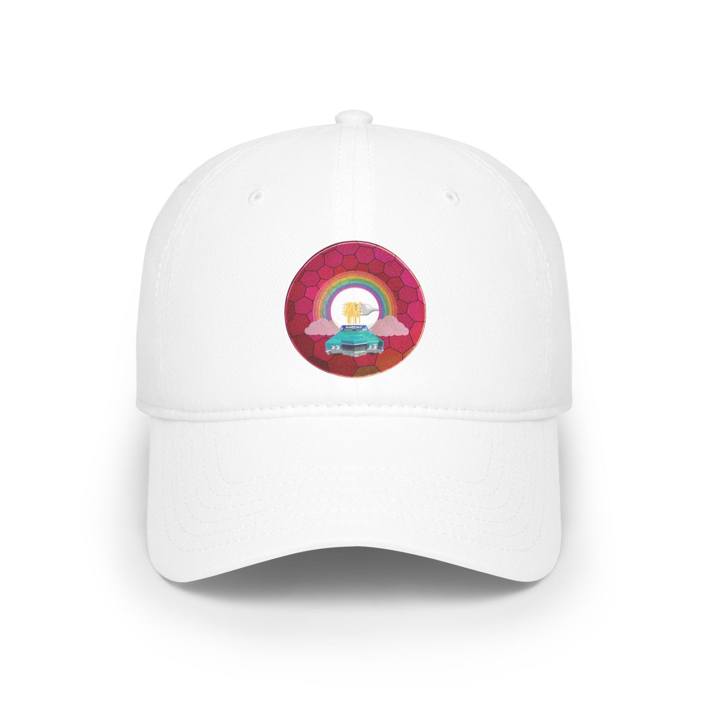 Lumpy Donut Baseball Cap - "Caddy Spaghetti Incident Donut Cap" - variant 3 - magenta hexadonut w/