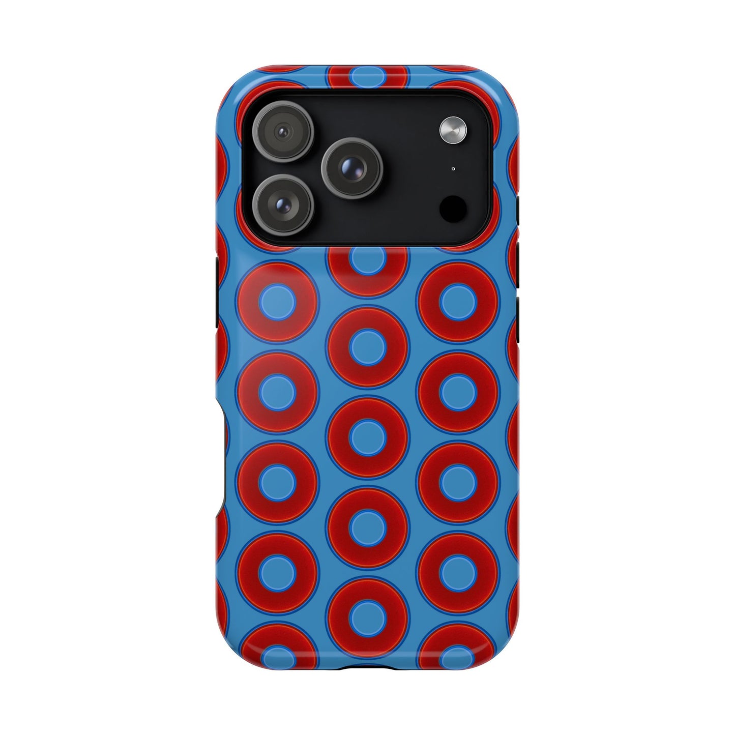 Copy of Magnetic Tough Donut Case - red vivid donut print w/light steel blue background