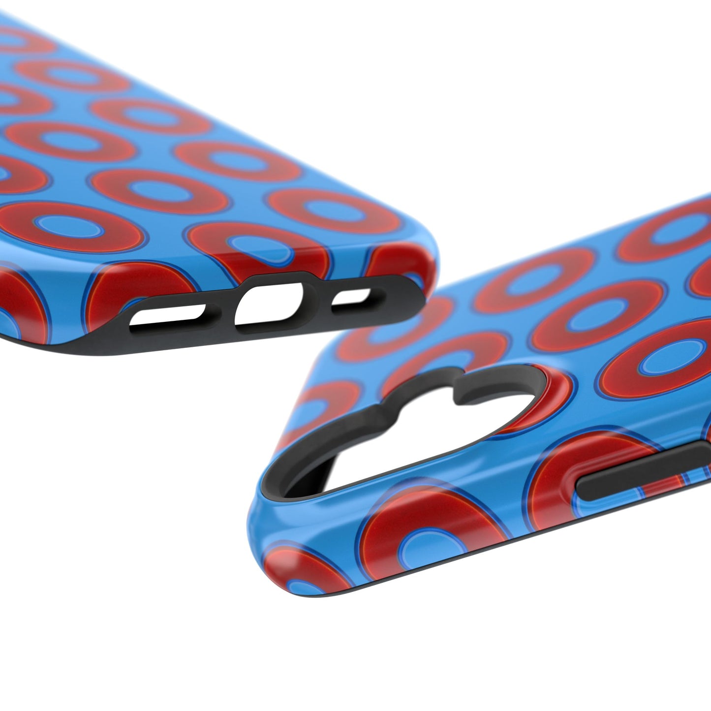 Impact-Resistant Lumpy Donut Case - red vivid donut print w/sky royal blue background