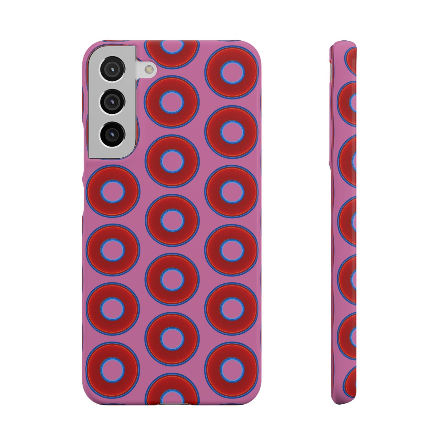 Lumpy Donut Snap Case - red vivid donut print w/light pink background