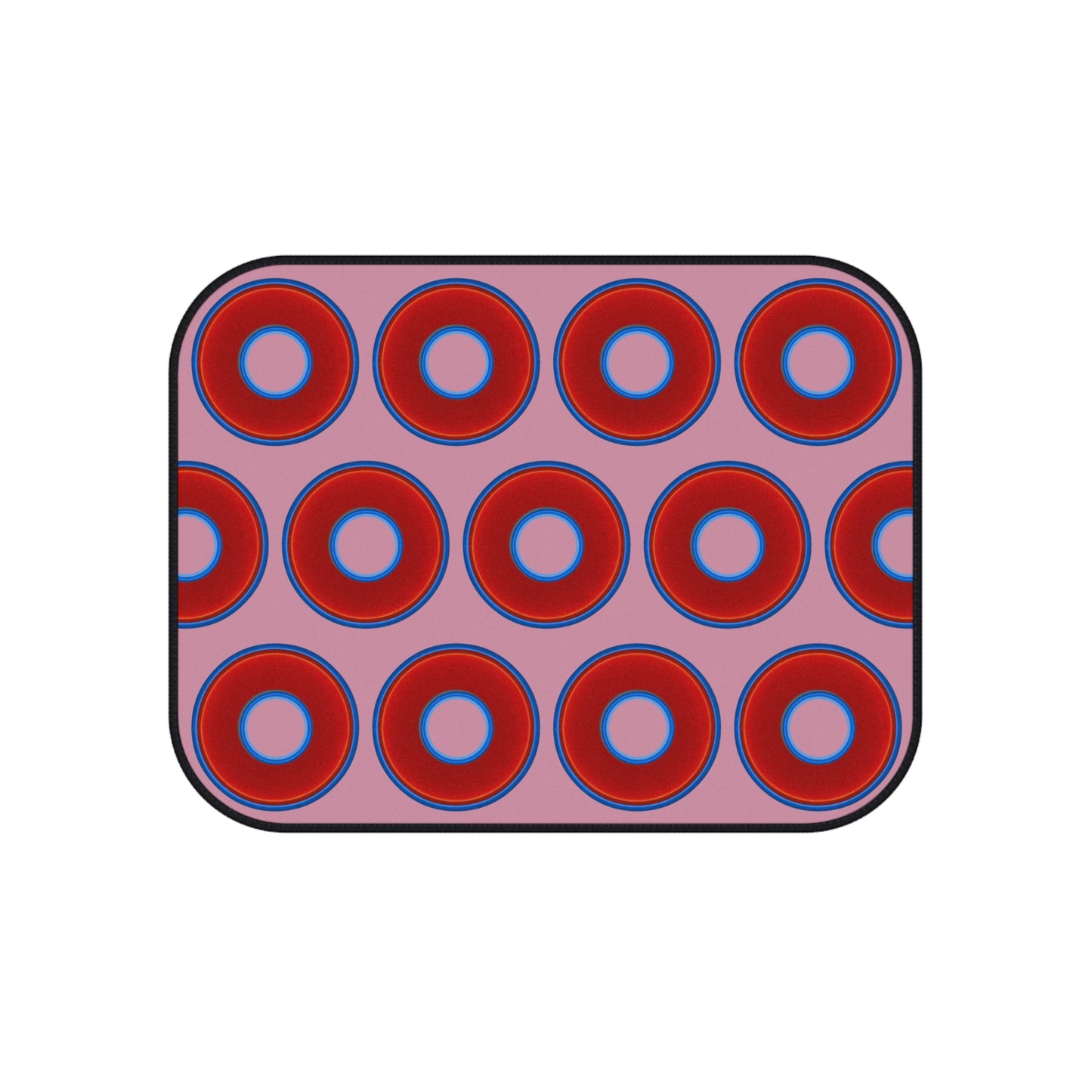 Contacted Car Mats - vivid donut print w/pale magenta background