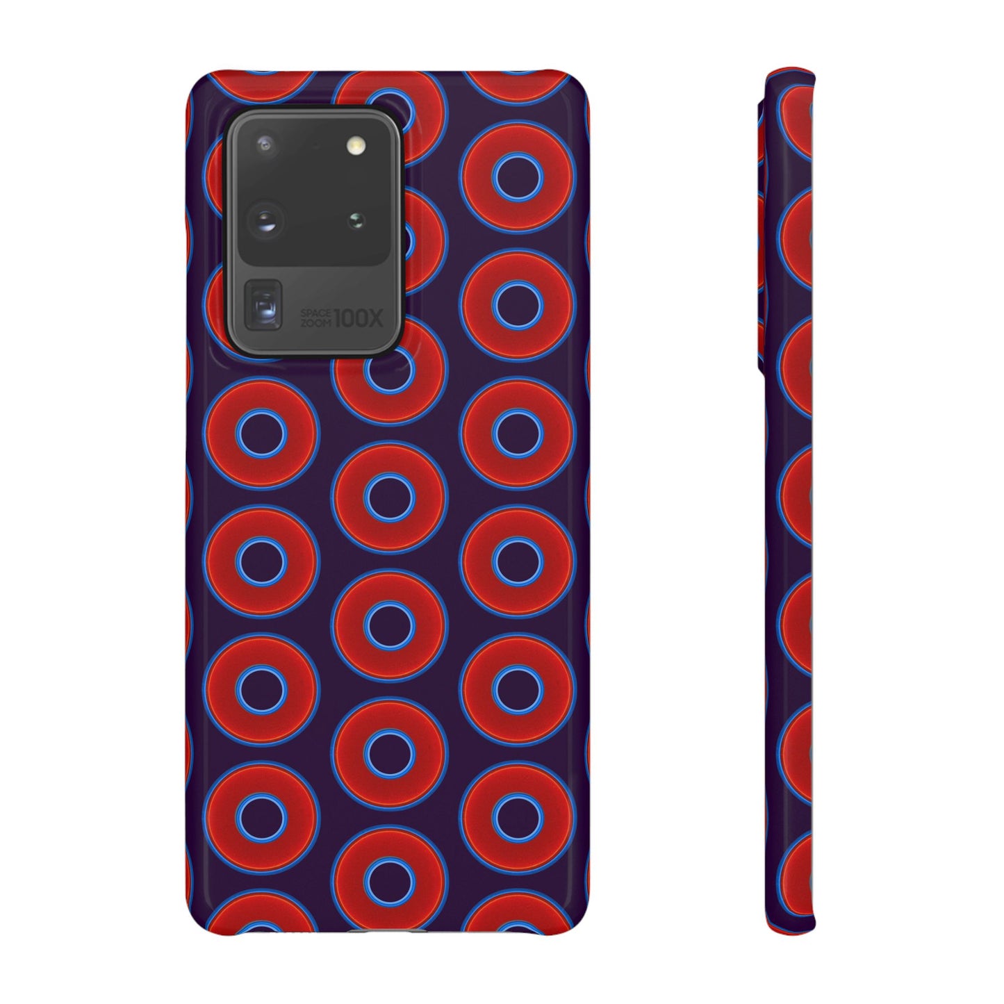 Lumpy Donut Snap Case - red vivid donut print w/midnight purple background