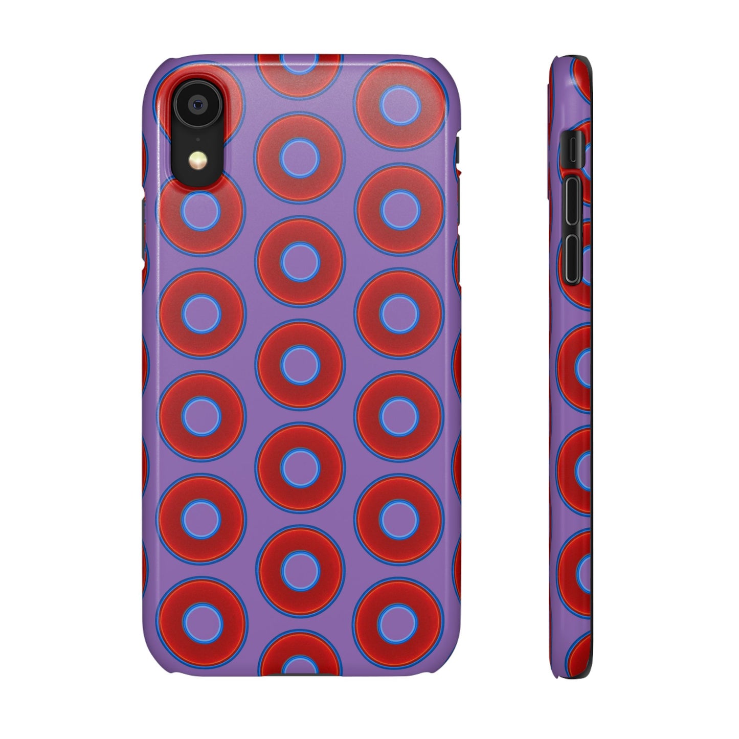 Lumpy Donut Snap Case - red vivid donut print w/light purple background