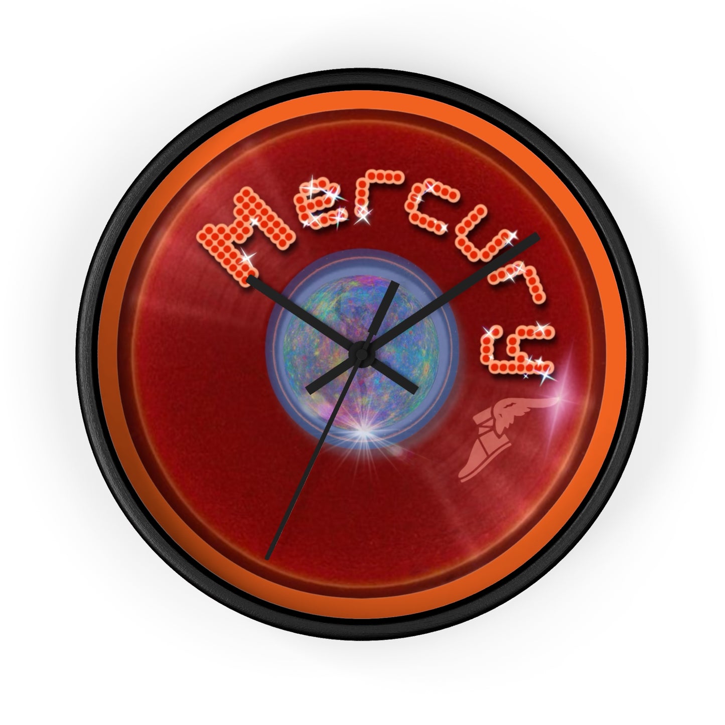 Lumpy Wall Clock - "Donuts of the Gods" - variant 2 - red vivid donut w/dark orange background