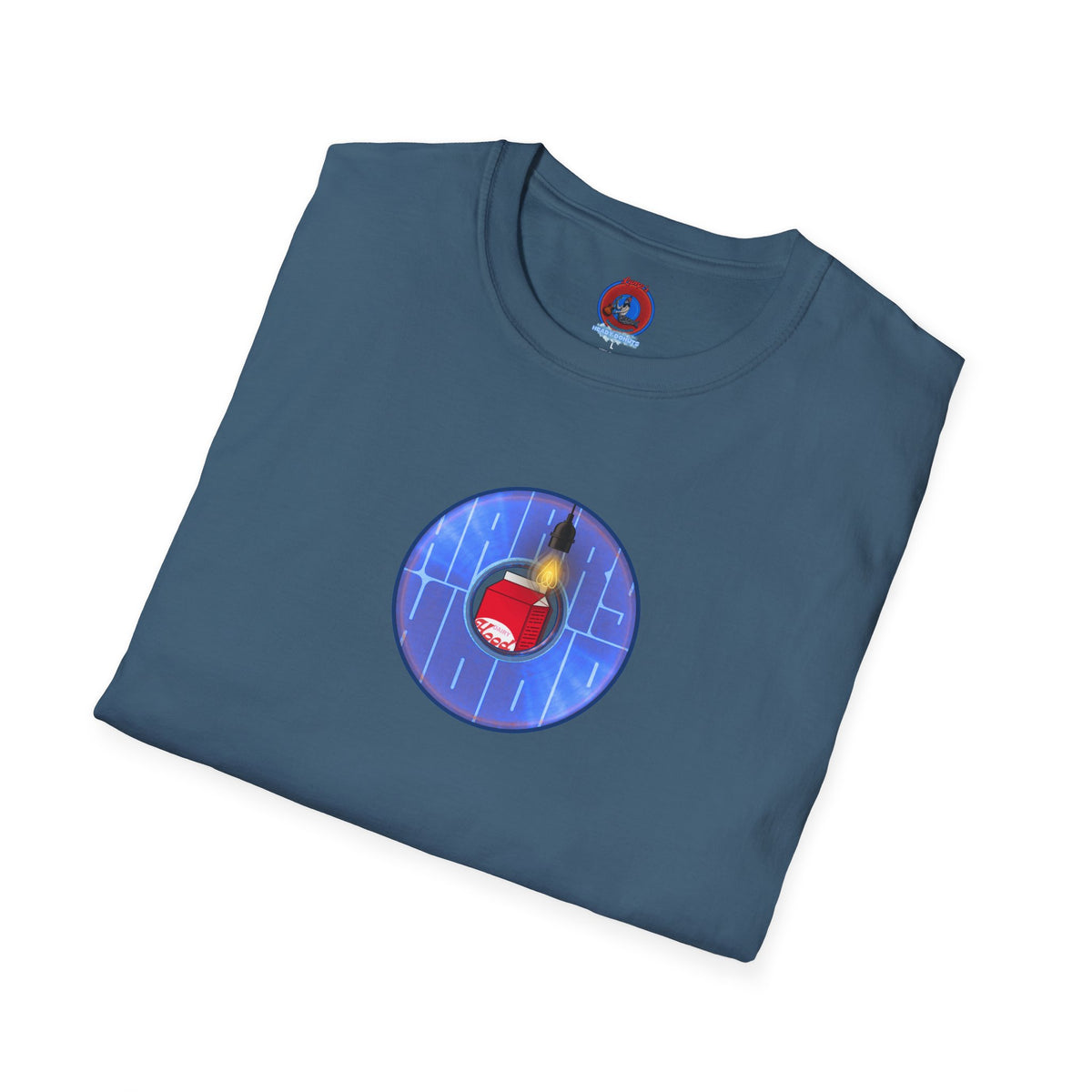 Classic Donut Tee - Unisex Soft-Style - "Harry Left His Donut Shirt" - series 1.0  - variant 4 - purple/blue donut - w/milk & light on