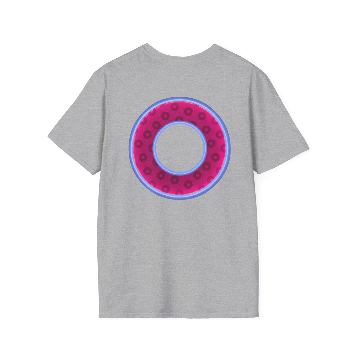 Plain Donuts/Unisex Soft-Style - "Plain Wide Mouthed Paradoxical Donuts" - dark magenta/light blue donuts