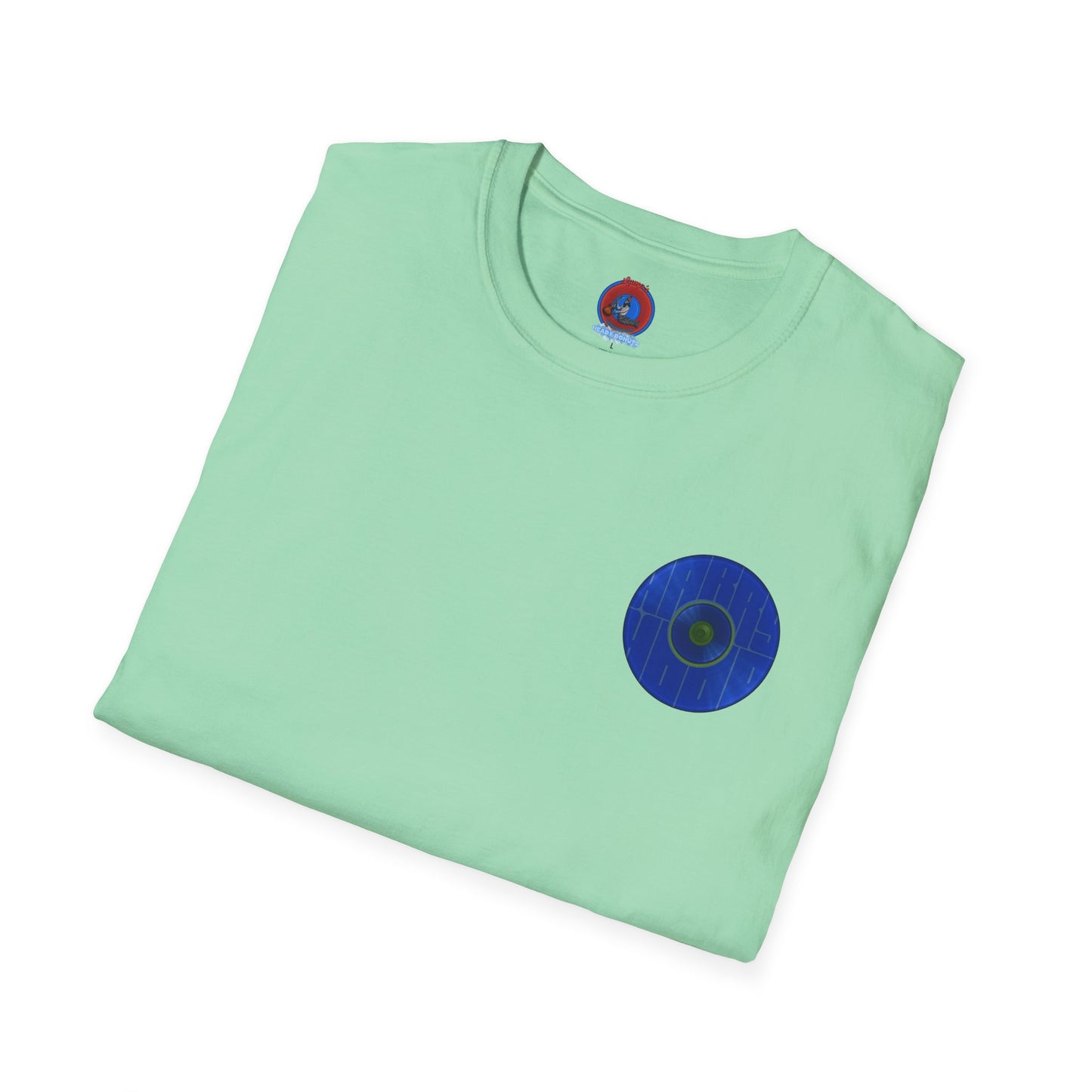 Classic Donut Tee - Unisex Soft-Style - "Harry's Hoodlum Donut" - series 1.0  - variant 3 - lights off/blue donut(s)