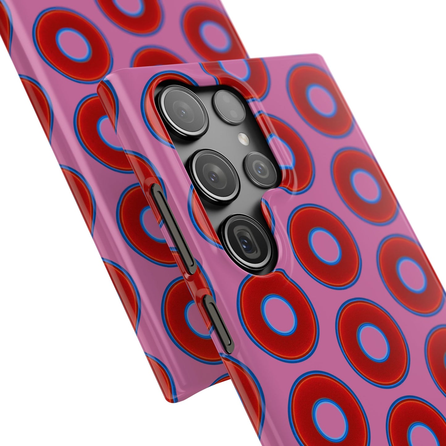 Lumpy Donut Snap Case - red vivid donut print w/light pink background