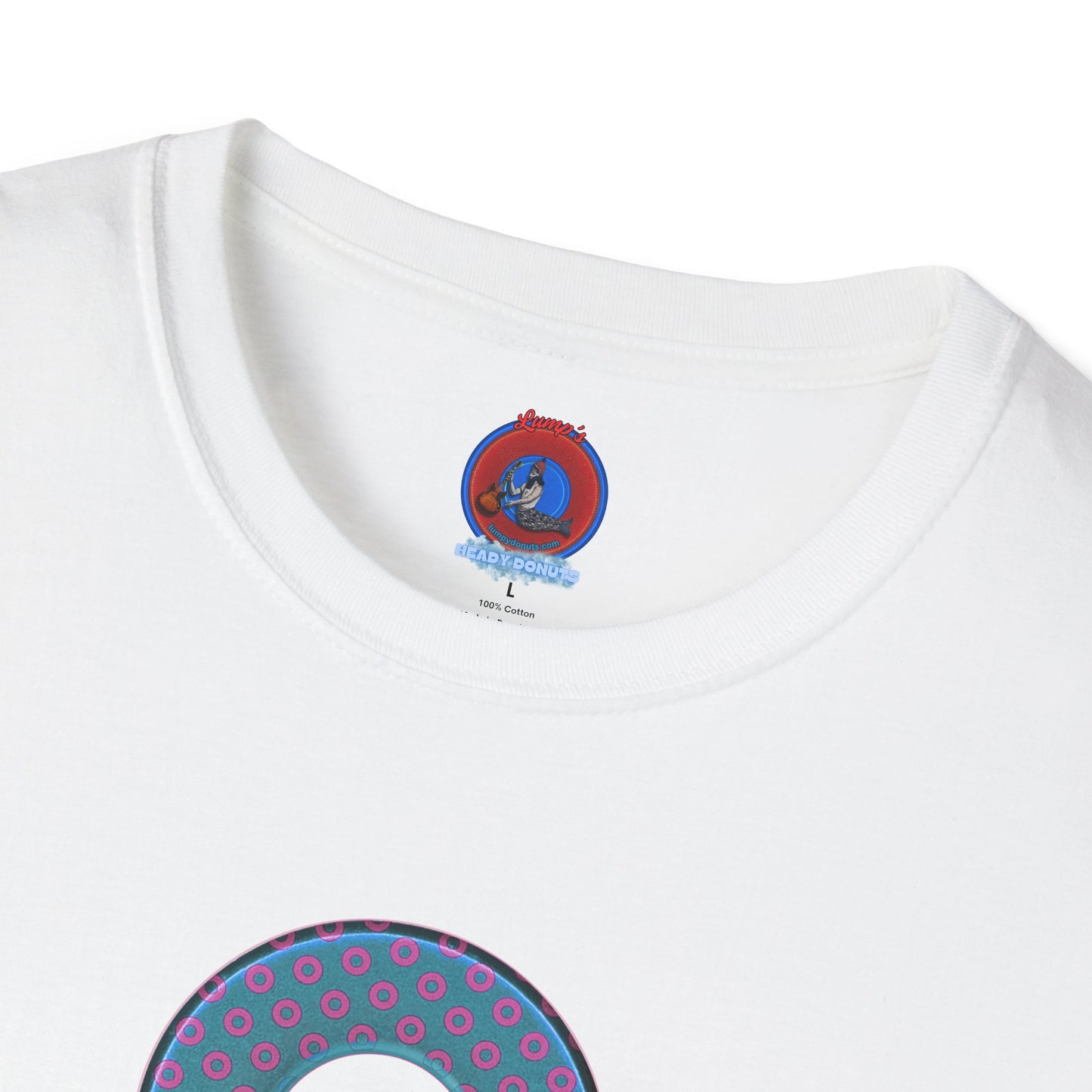 Plain Donuts/Unisex Soft-Style - "Plain Electric Paradoxical Donuts" - light blue/magenta donuts
