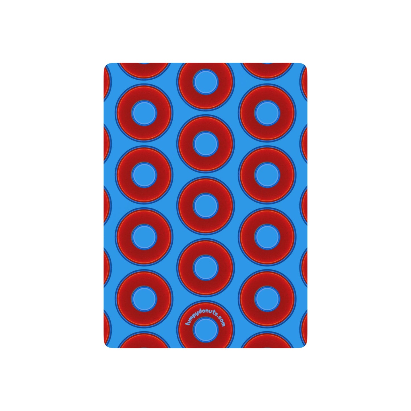 Lumpy Donut Playing Decks - 52-cards - red vivid donuts w/light royal blue background