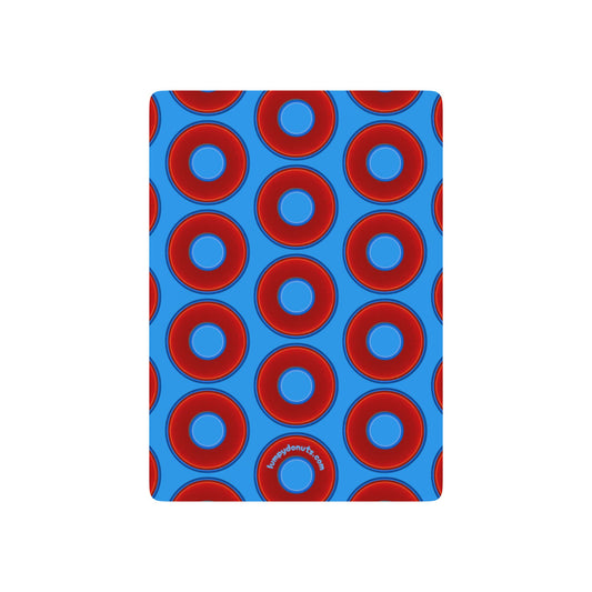 Lumpy Donut Playing Decks - 52-cards - red vivid donuts w/light royal blue background
