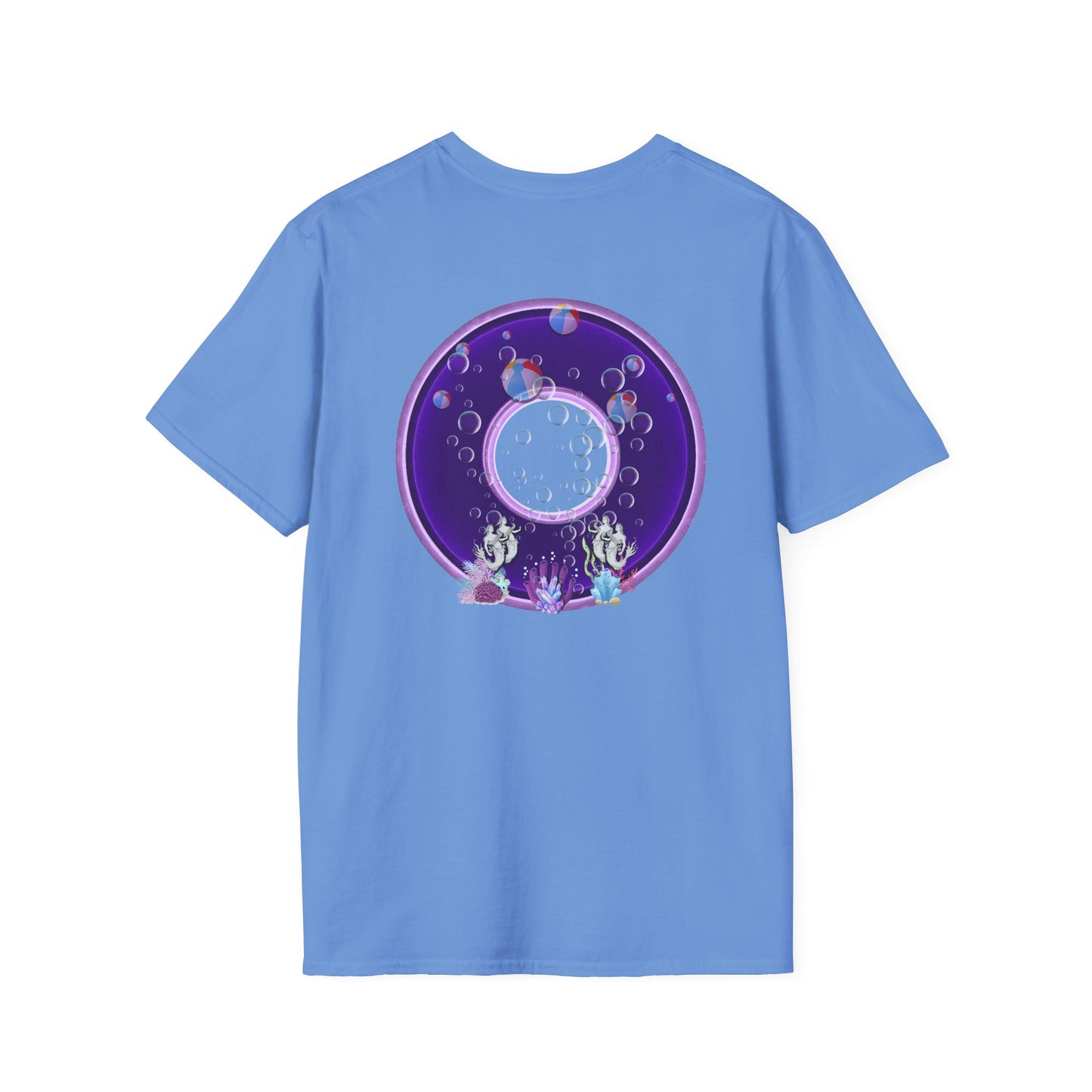 Classic Donut Tee - Unisex Soft-Style - "Sure That Sirens Made This Donut For Me" - vivid dark purple/light purple donut