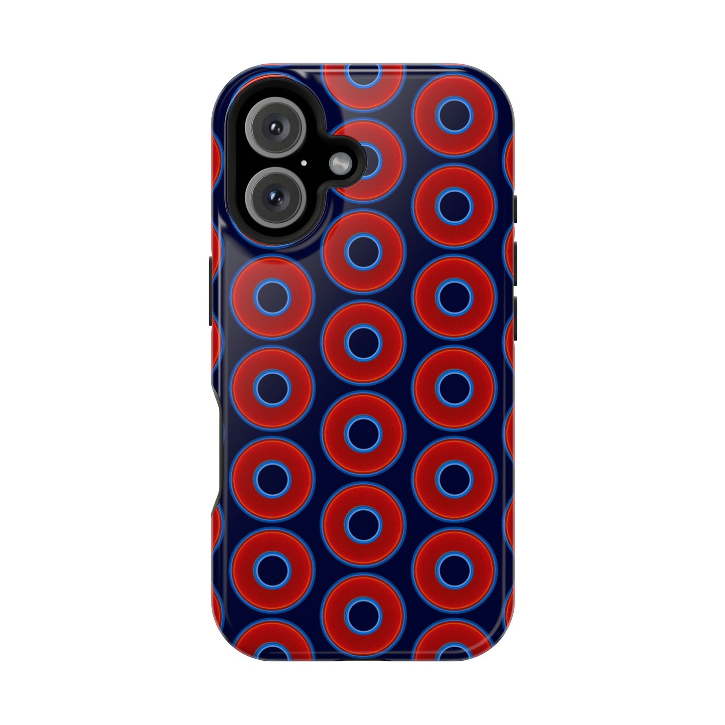 Magnetic Tough Donut Case - red vivid donut print w/dark navy blue background