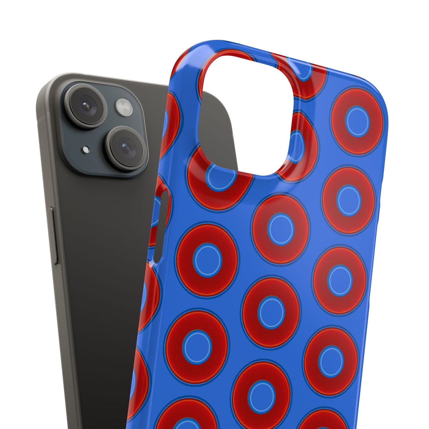 Lumpy Donut Snap Case - red vivid donut print w/medium royal blue background