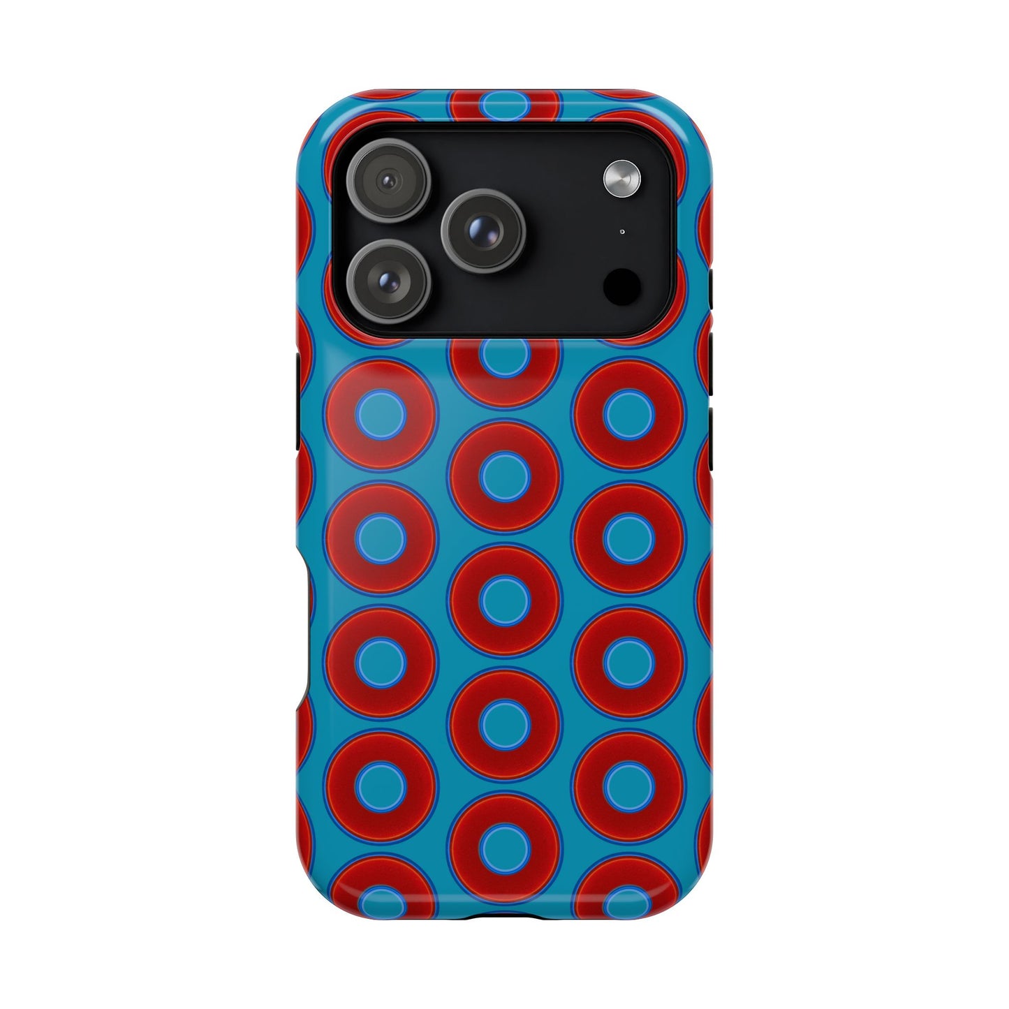 Magnetic Tough Donut Case - red vivid donut print w/aquamarine blue background