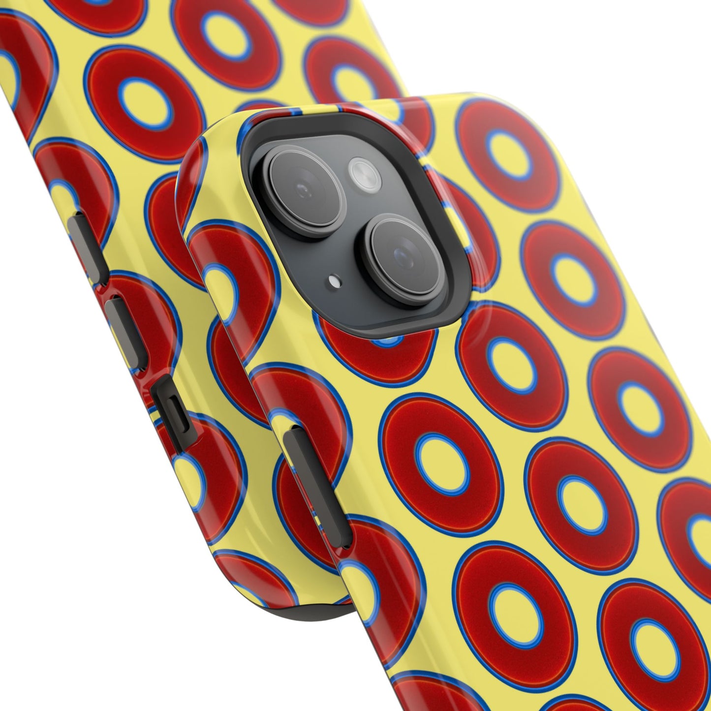 Magnetic Tough Donut Case - red vivid donut print w/yellow background