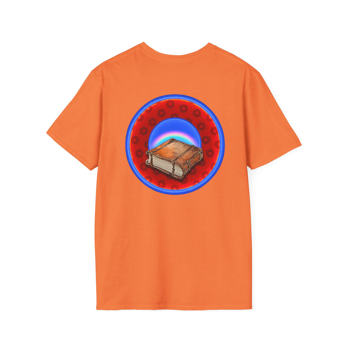 Classic Donut Tee - Unisex Soft-Style - "Read the F'ing Donut Book" - paradoxical widemouthed red/blue donut - variant 2