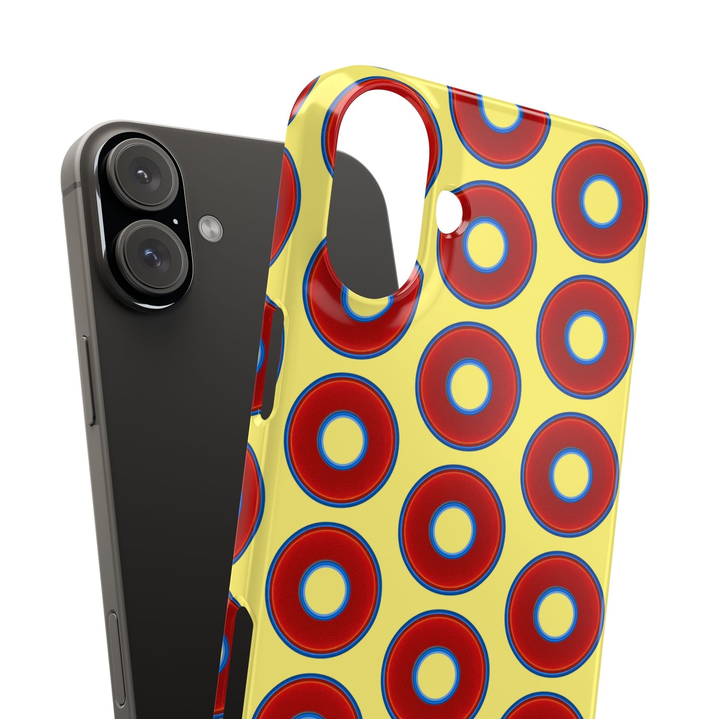Lumpy Donut Snap Case - red vivid donut print w/yellow background