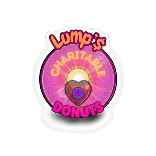 Donut Bumper/Outdoor Sticker - "Lump's Charitable Donut" - series 1.0 - magenta donut - [*charitable donut] - [Die-Cut] 6"x 6"