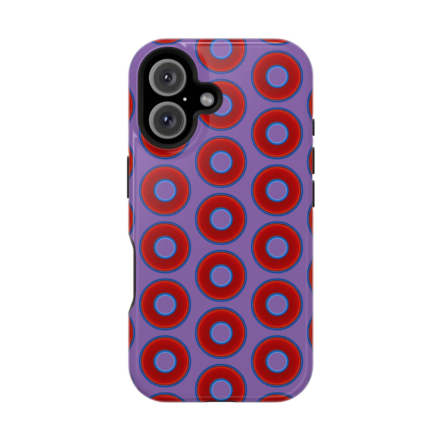 Impact-Resistant Lumpy Donut Case - red vivid donut print w/light purple background