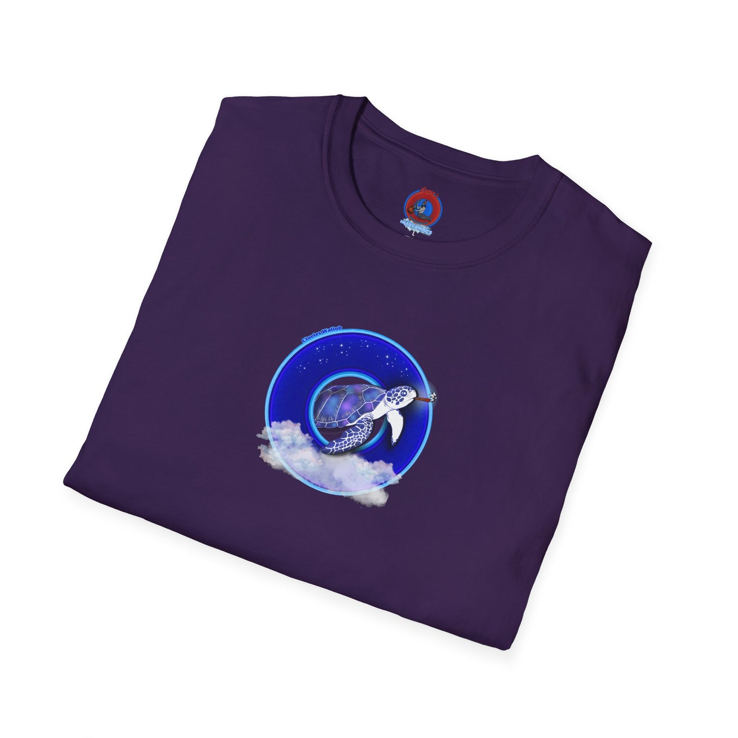 Classic Donut Tee - Unisex Soft-Style - "Clueless Wallob's Donuts" - vivid blue sky donut