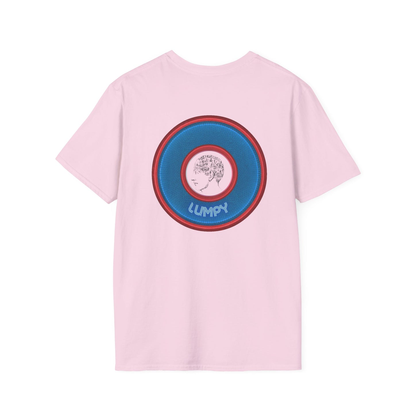 Classic Donut Tee - Unisex Soft-Style - "The Lumpy Donut" - variant 2 - blue/red donut