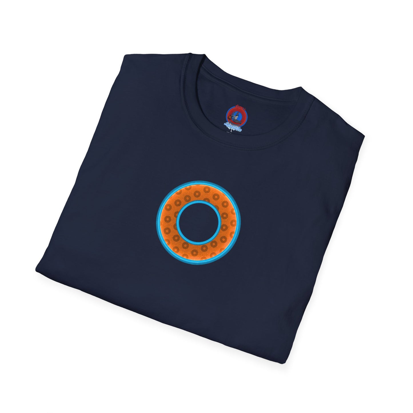 Plain Donuts/Unisex Soft-Style - "Plain Wide Mouthed Paradoxical Donuts" - orange/aquamarine blue donuts