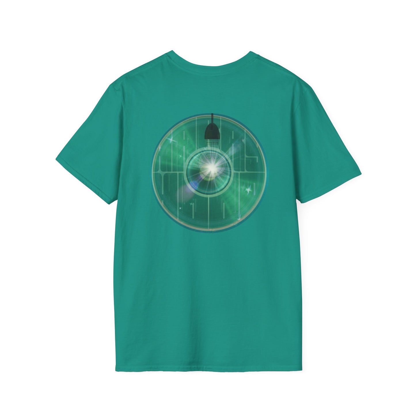 Classic Donut Tee - Unisex Soft-Style - "Harry's Hoodlum Donut" - series 1.0  - variant 4 - lights on/green donut(s)