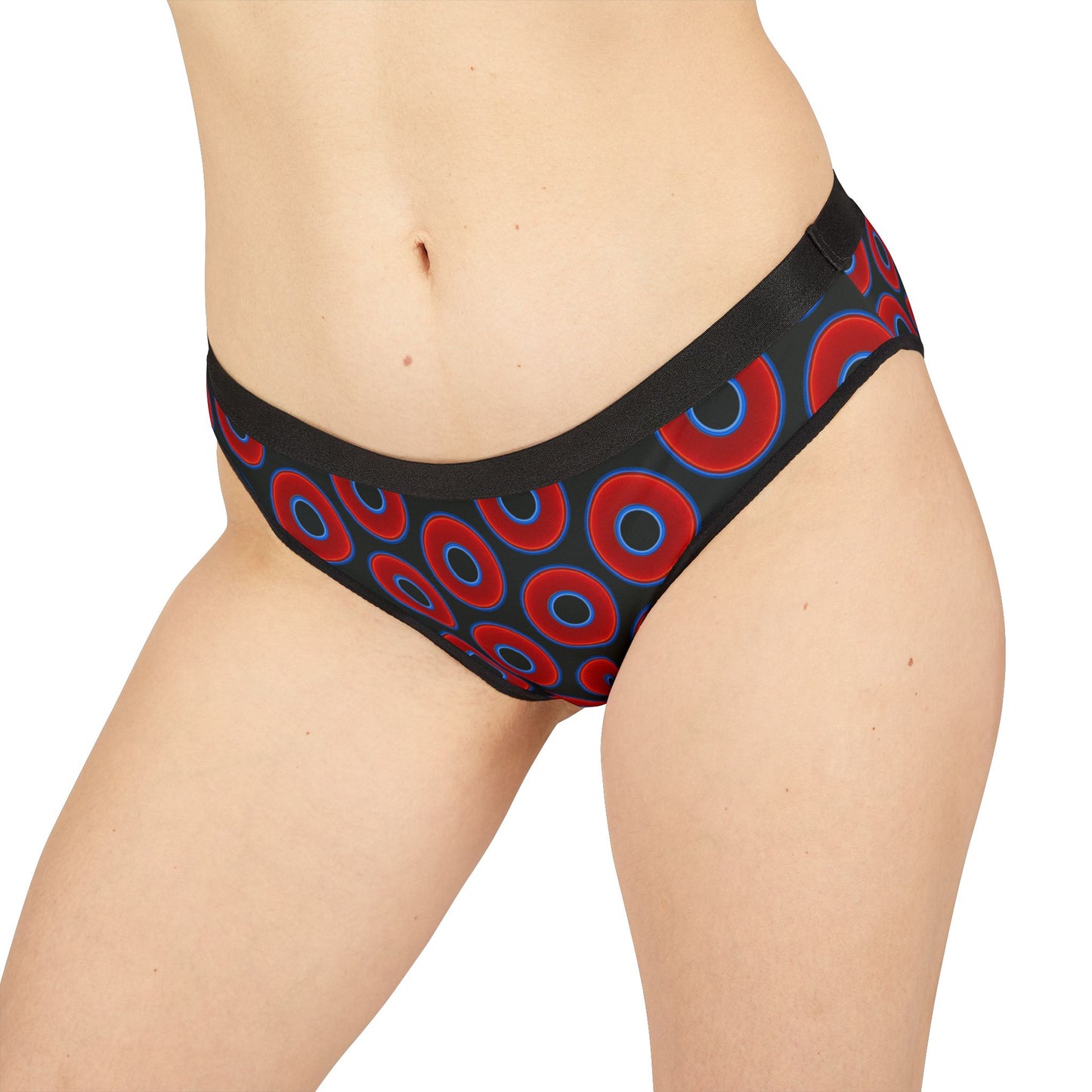 Lumpy Donut Underwear - vivid red donut print w/midnight moss green background
