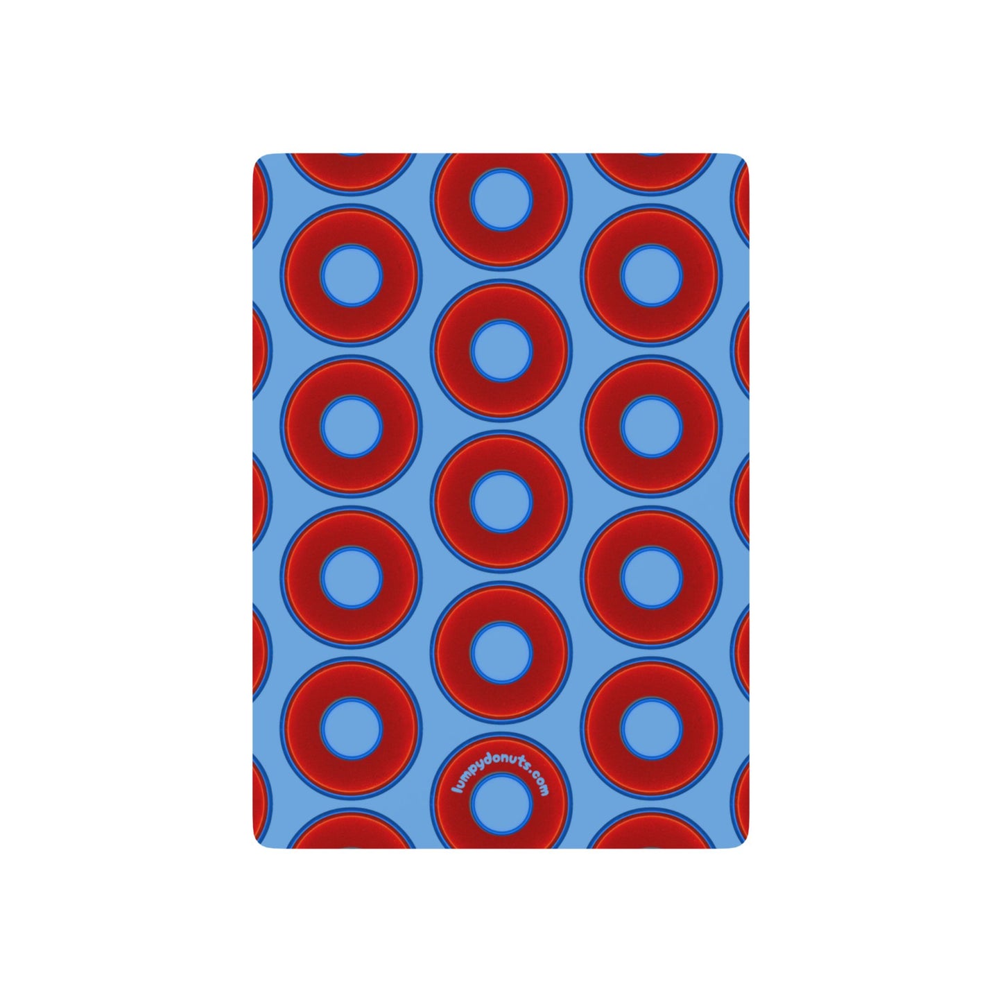 Lumpy Donut Playing Decks - 52-cards - red vivid donuts w/light blue background