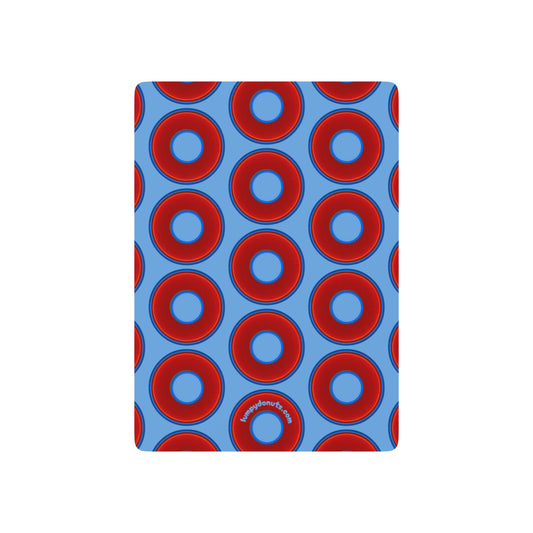 Lumpy Donut Playing Decks - 52-cards - red vivid donuts w/light blue background