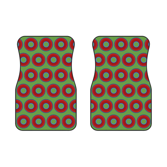 Contacted Car Mats - Set of 2/Front - vivid donut print w/light green background