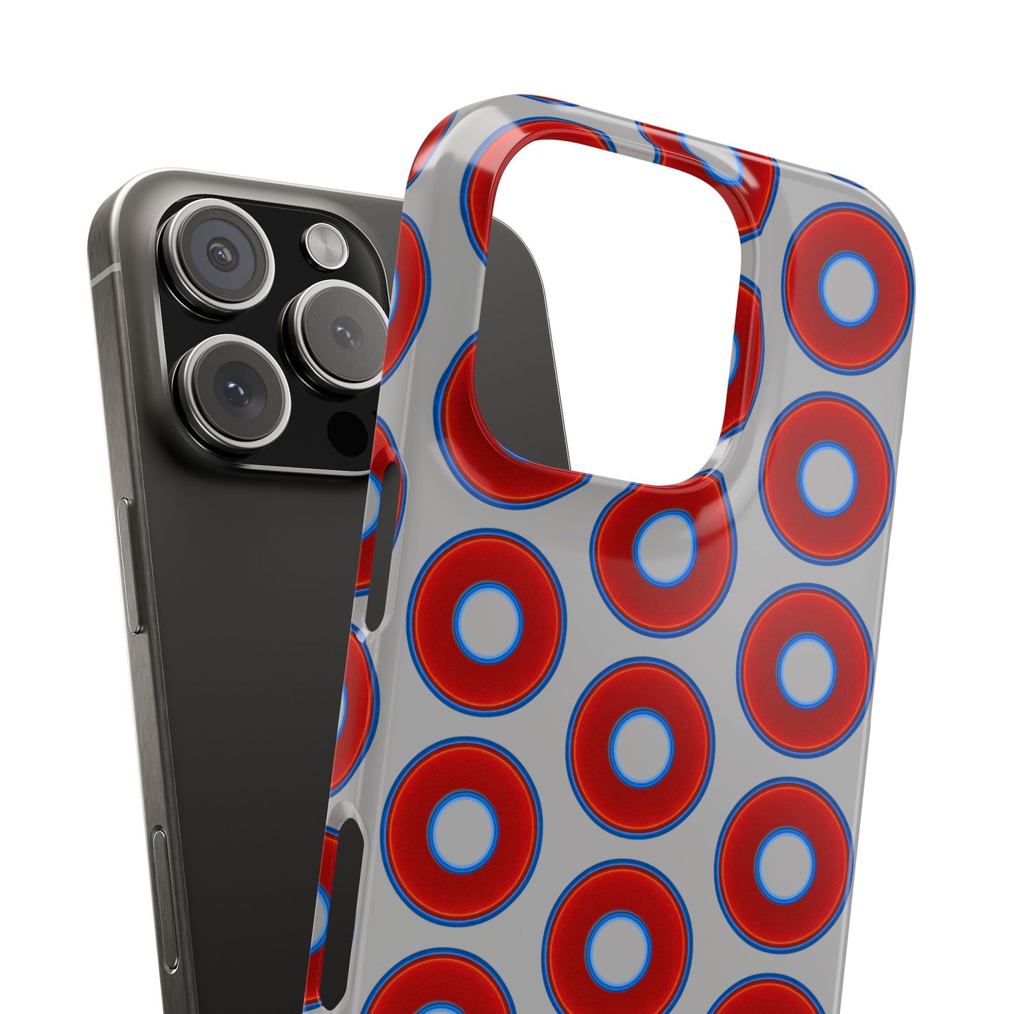 Lumpy Donut Snap Case - red vivid donut print w/light gray background