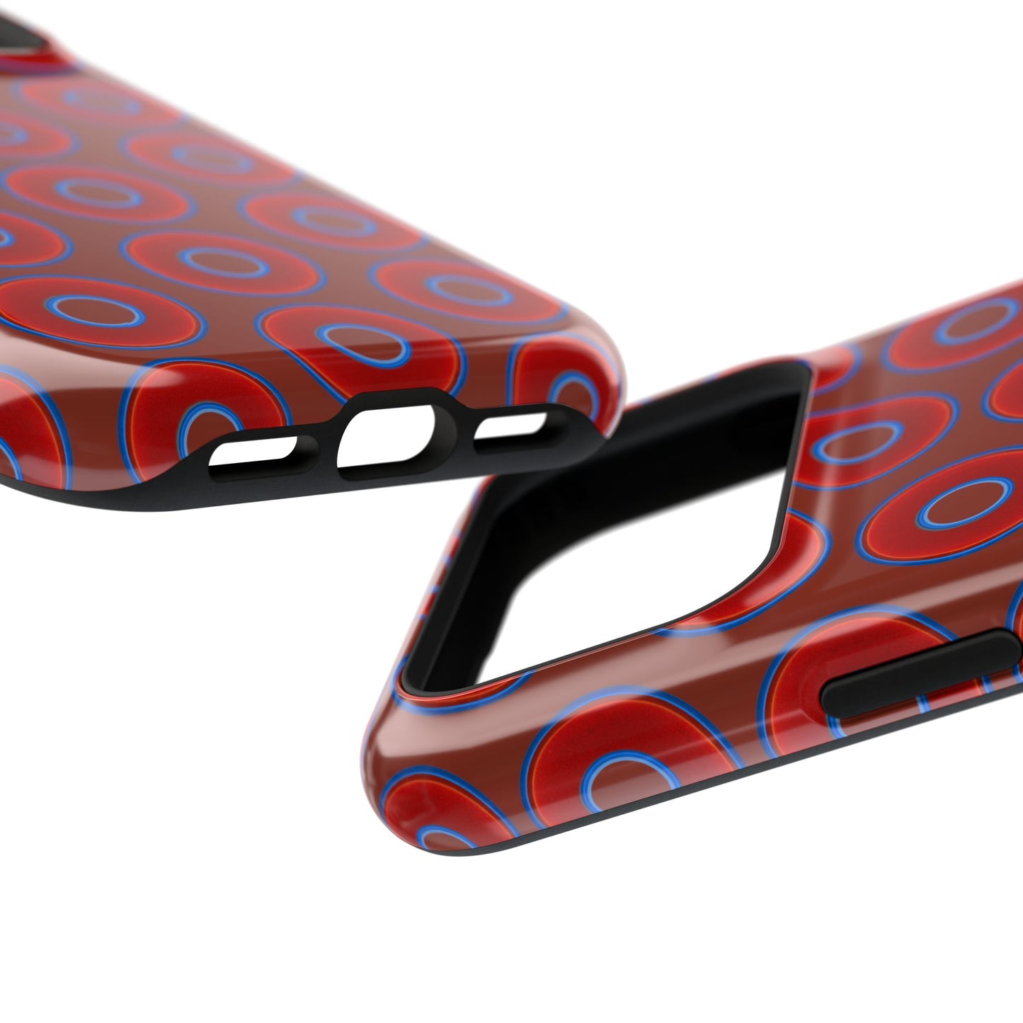 Impact-Resistant Lumpy Donut Case - red vivid donut print w/burnt umber background