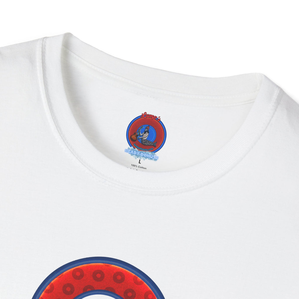 Classic Donut Tee - Unisex Soft-Style - "Phree Donut Sliders" - red/blue widemouthed paradox donut