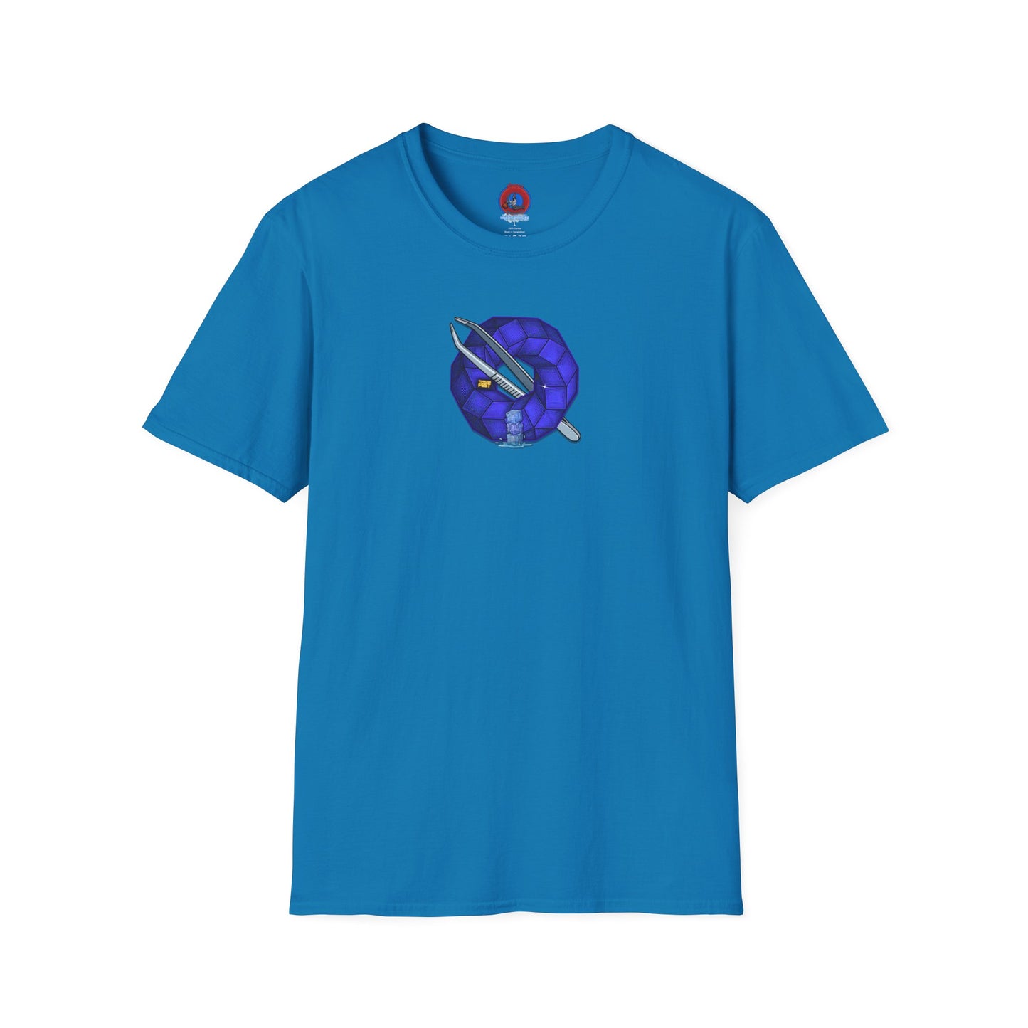Classic Donut Tee - Unisex Soft-Style - "The Teasing Donut" - rustic dark royal blue cubed donut