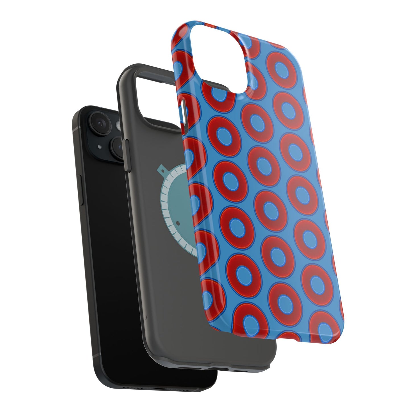 Copy of Magnetic Tough Donut Case - red vivid donut print w/light steel blue background
