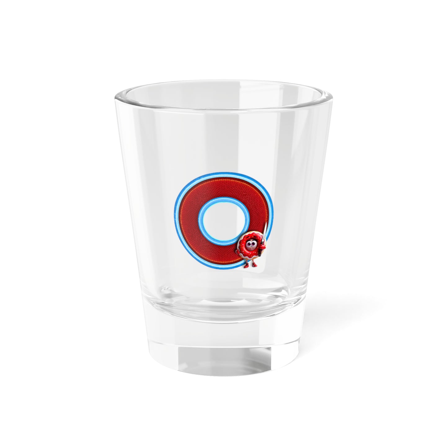 Bad Fishy Too - "My Phriend, My Phriend's Shot Glass" - Shot Glass, 1.5oz - rustic red/light blue donut