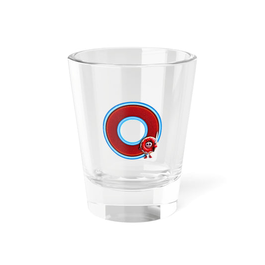Bad Fishy Too - "My Phriend, My Phriend's Shot Glass" - Shot Glass, 1.5oz - rustic red/light blue donut